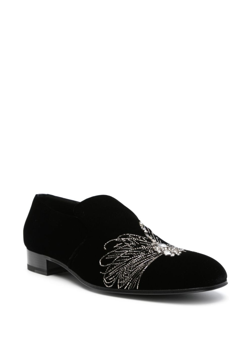 Shop Alexander Mcqueen Astral Velvet Loafers In Black