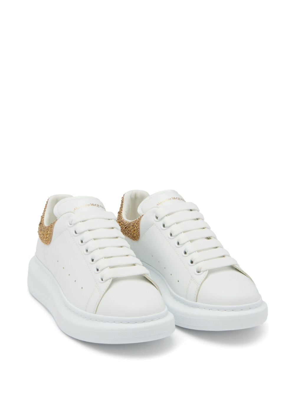 Shop Alexander Mcqueen Oversized Leather Sneakers In Weiss