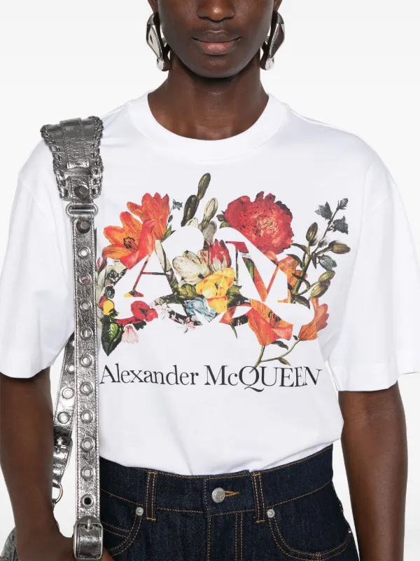Alexander McQueen Dutch Flower logo-print T-shirt | White 