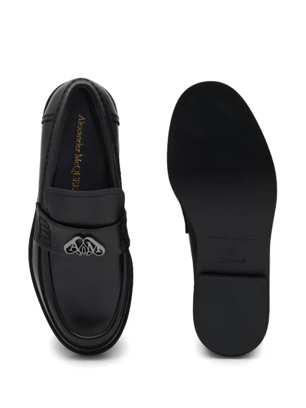 Alexander McQueen Seal-plaque Leather Loafers - Farfetch