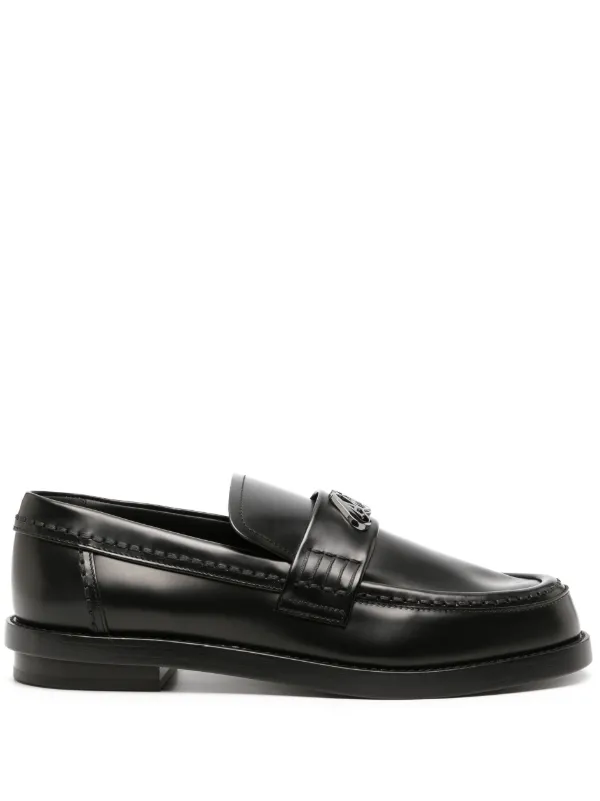 Alexander McQueen Seal-plaque Leather Loafers - Farfetch