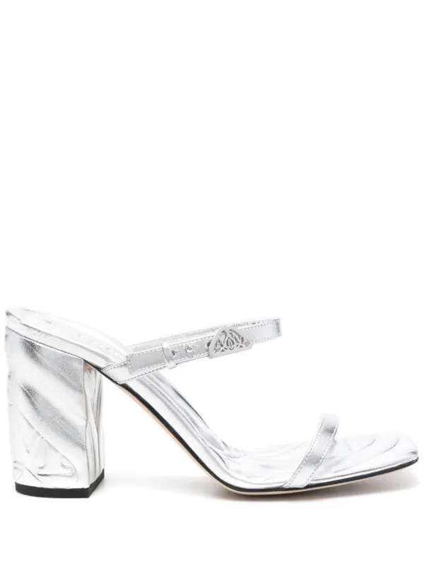 Alexander McQueen 85mm Seal Sandals in Silver