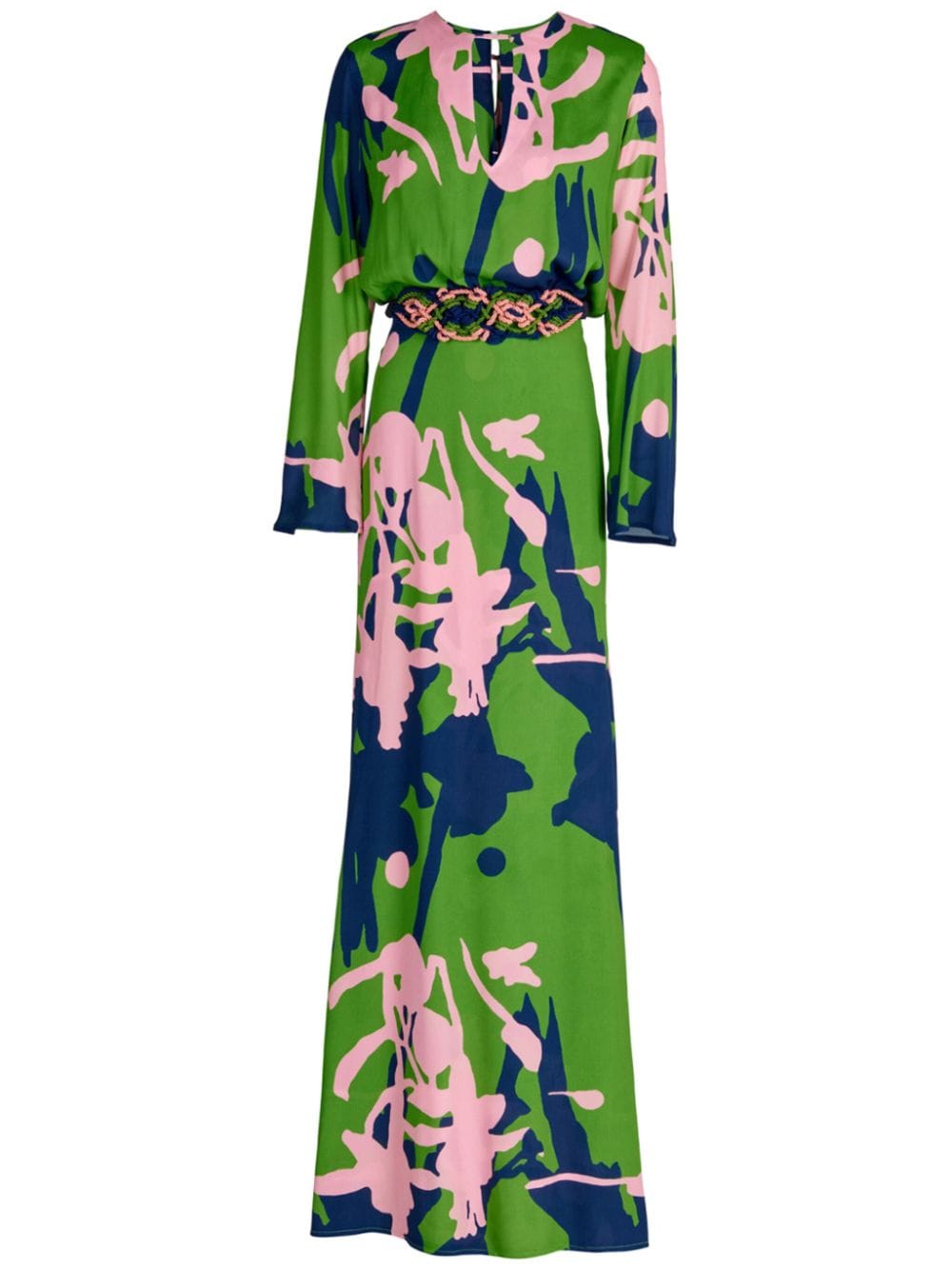Shop Silvia Tcherassi Ravenna Long-sleeve Maxi Dress In Green