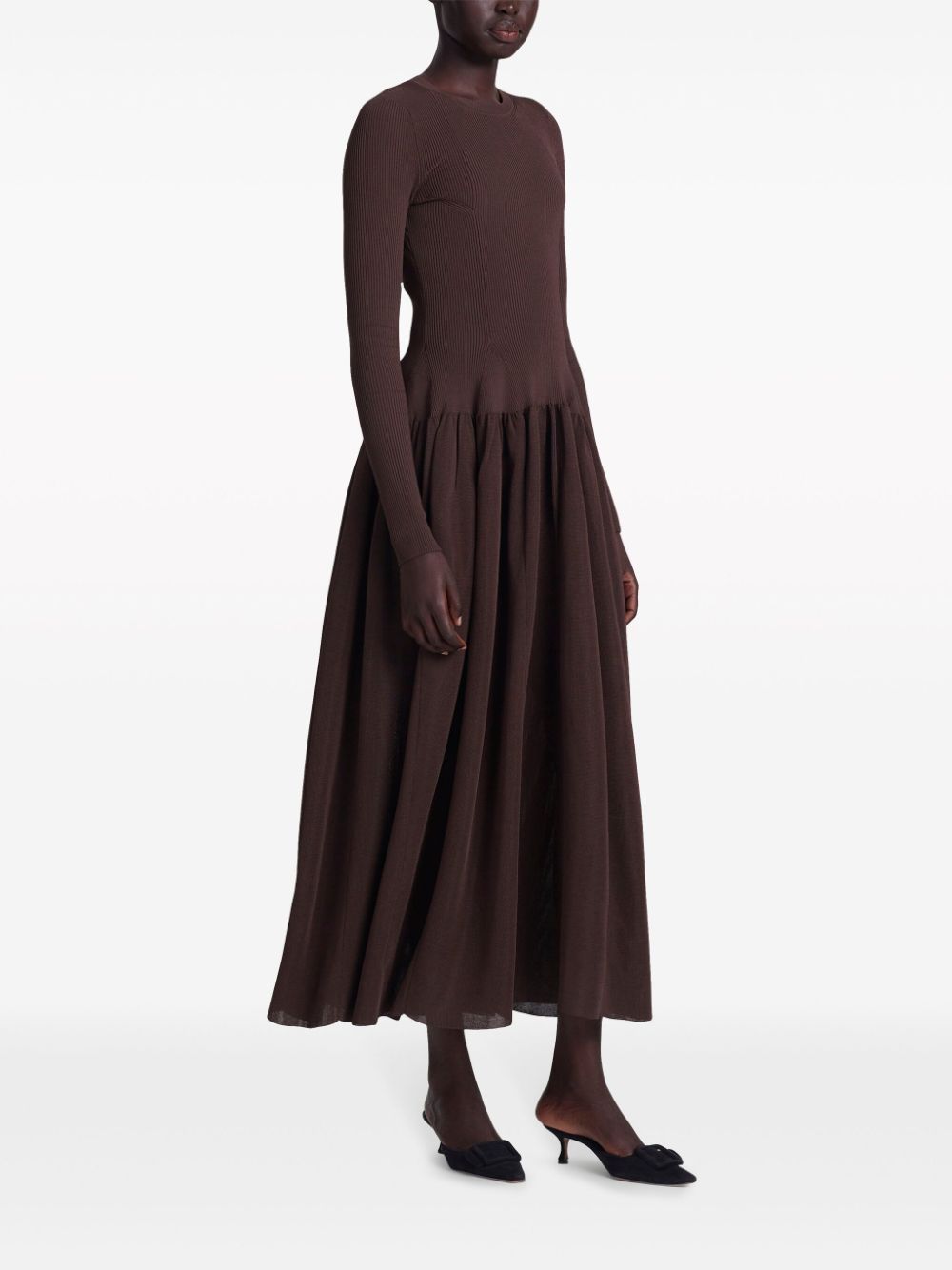 Shop Altuzarra Denning Long-sleeved Dress In Brown