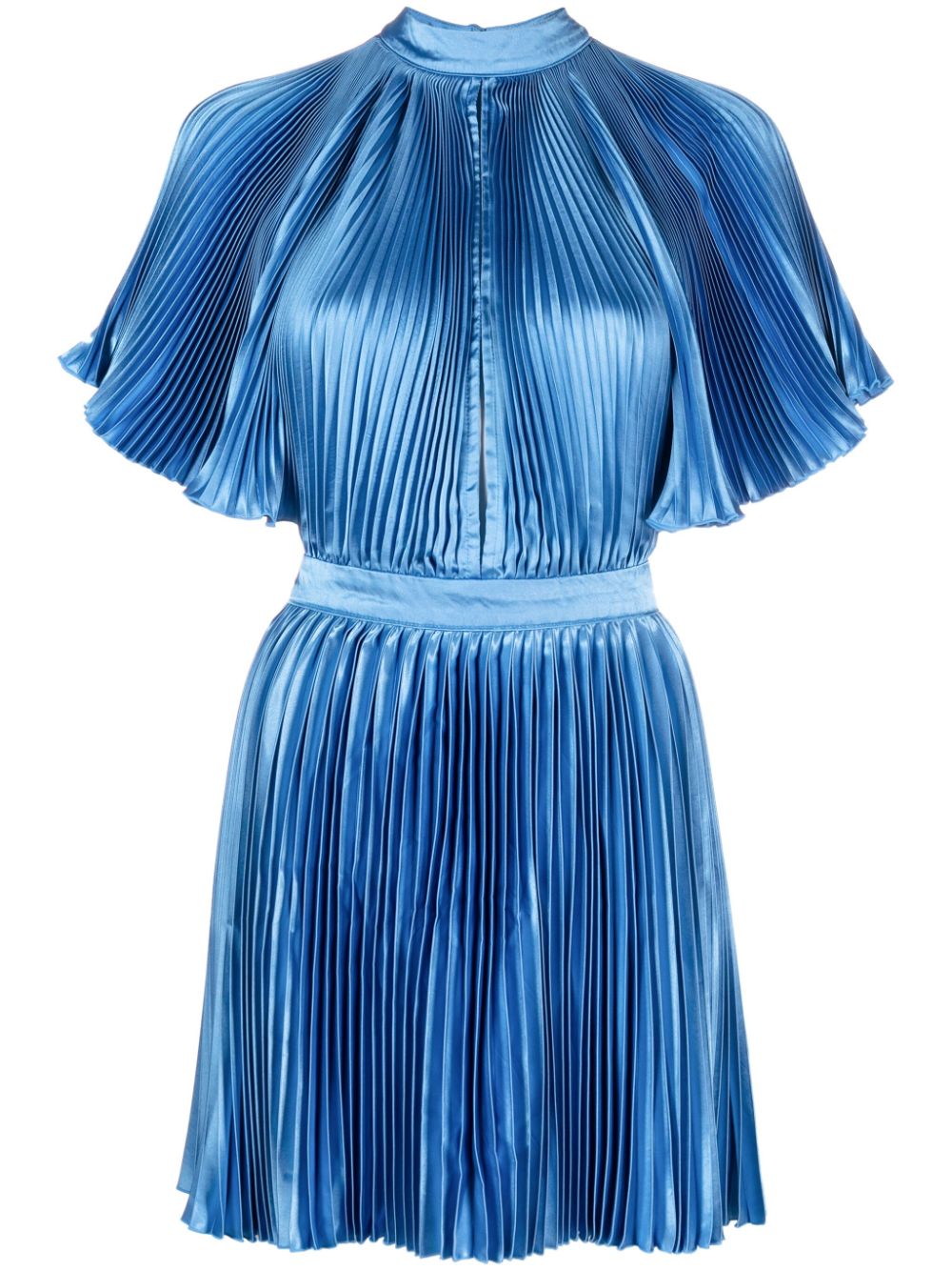 Shop L'idée Elite Pleated Minidress In Blue