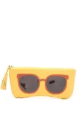 Sarah Chofakian appliquéd leather sunglasses case - Yellow