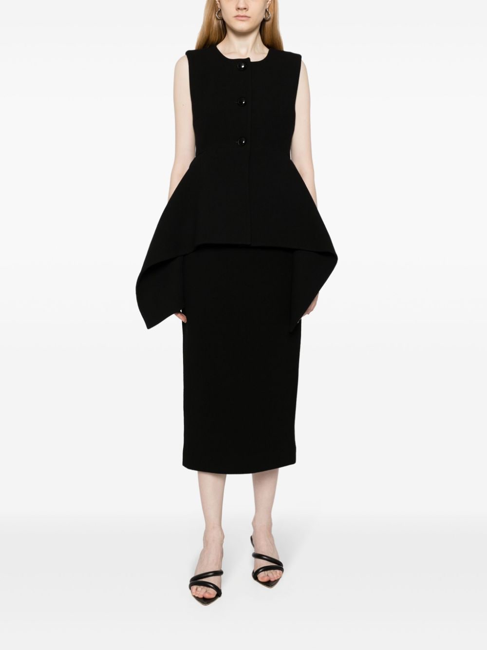 Shop Alexis Vali Asymmetric Wool Top In Black