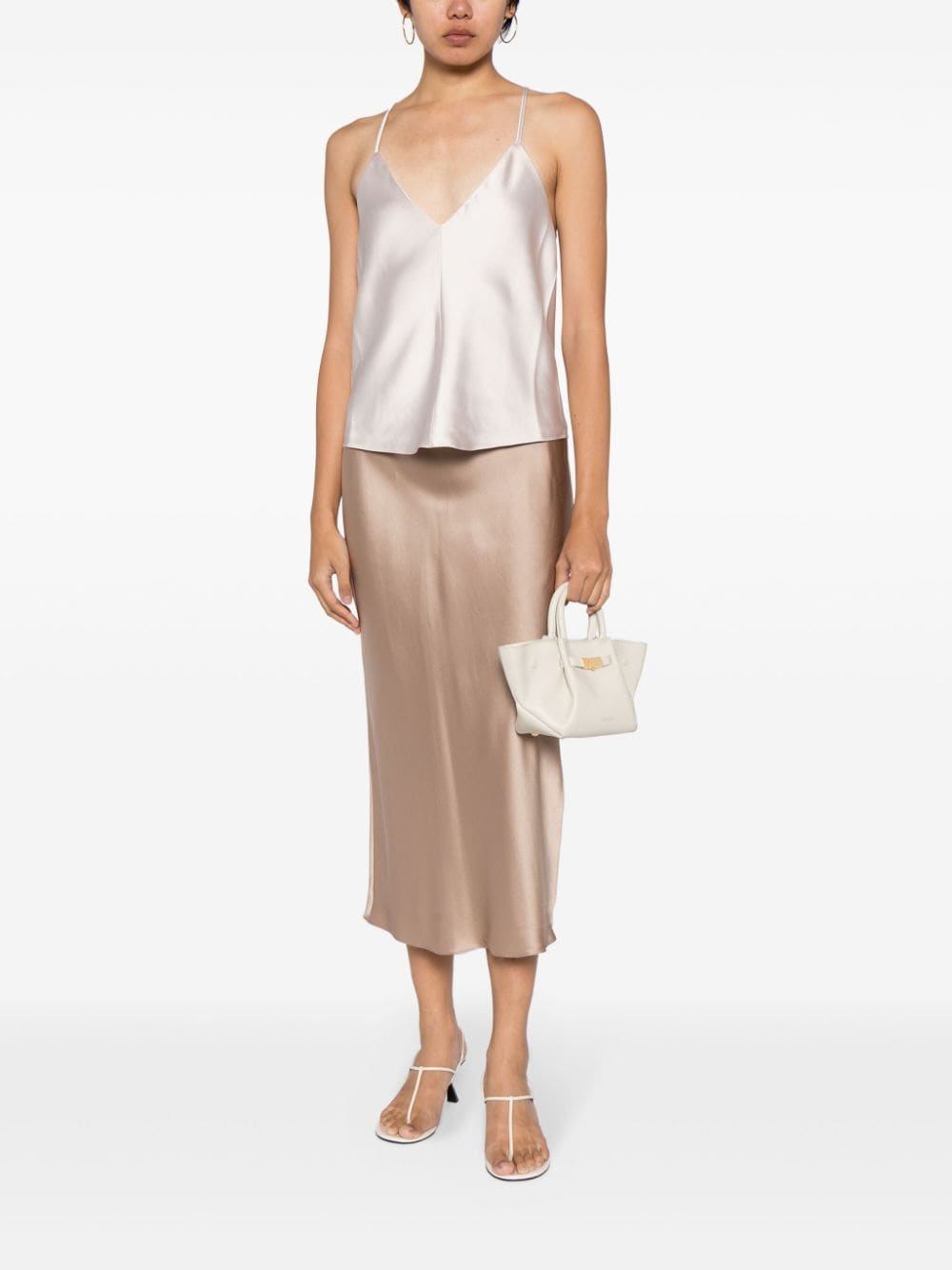 Shop Twp Blythe Silk-satin Midi Skirt In Brown