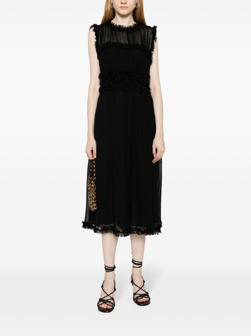 Ulla Johnson Aberdeen midi-jurk met gingham ruit Zwart