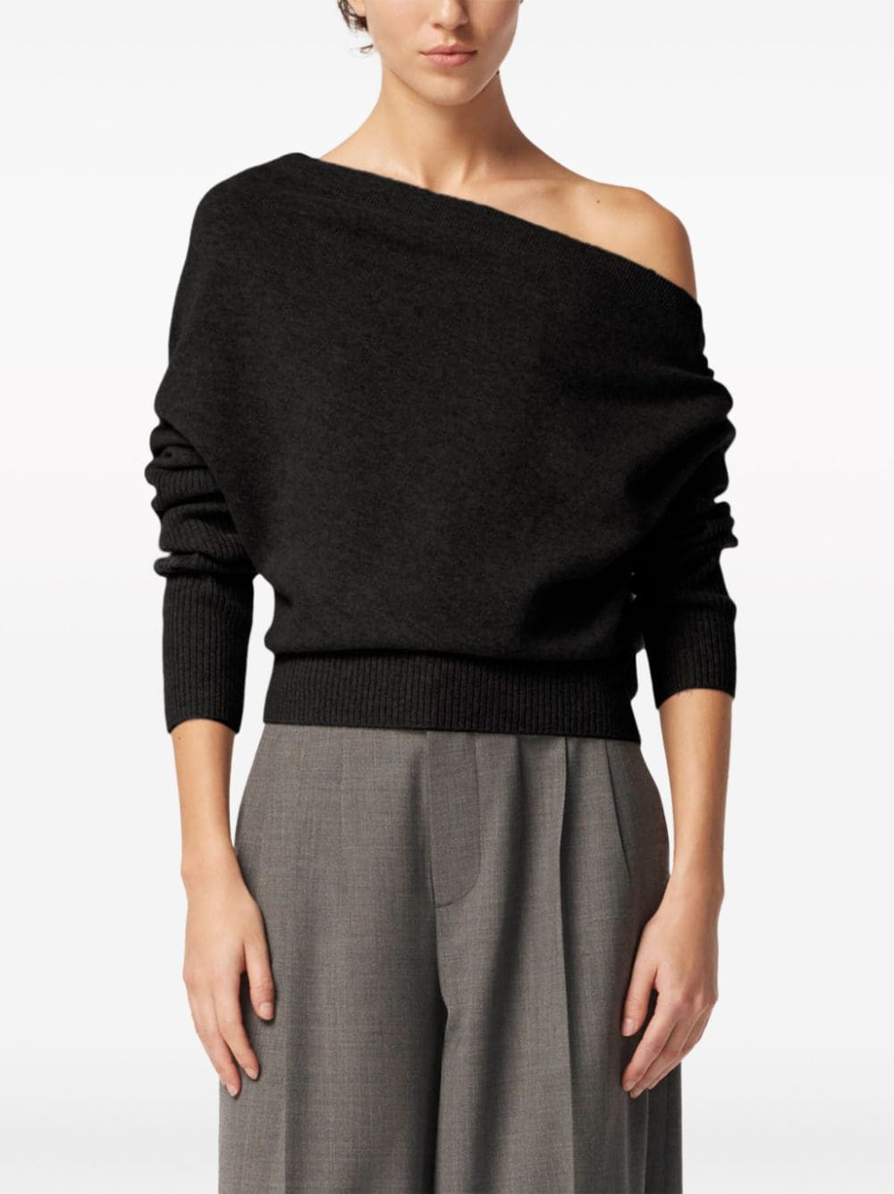 Shop Altuzarra Paxi Off-shoulder Cashmere Jumper In Black