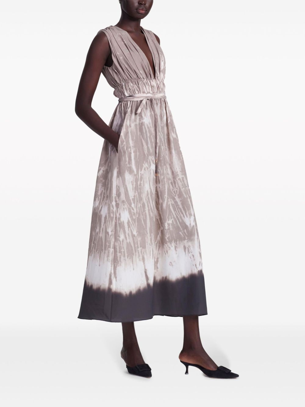 Shop Altuzarra Fiona Tie Dye-print Midi Dress In Neutrals