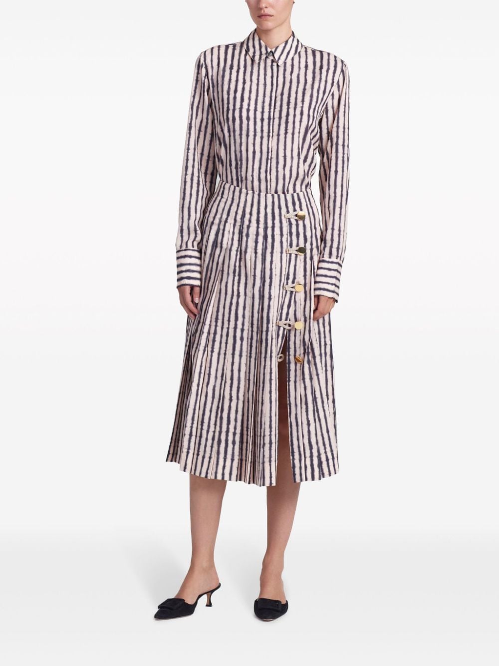 Shop Altuzarra Tullius Striped Midi Skirt In Neutrals