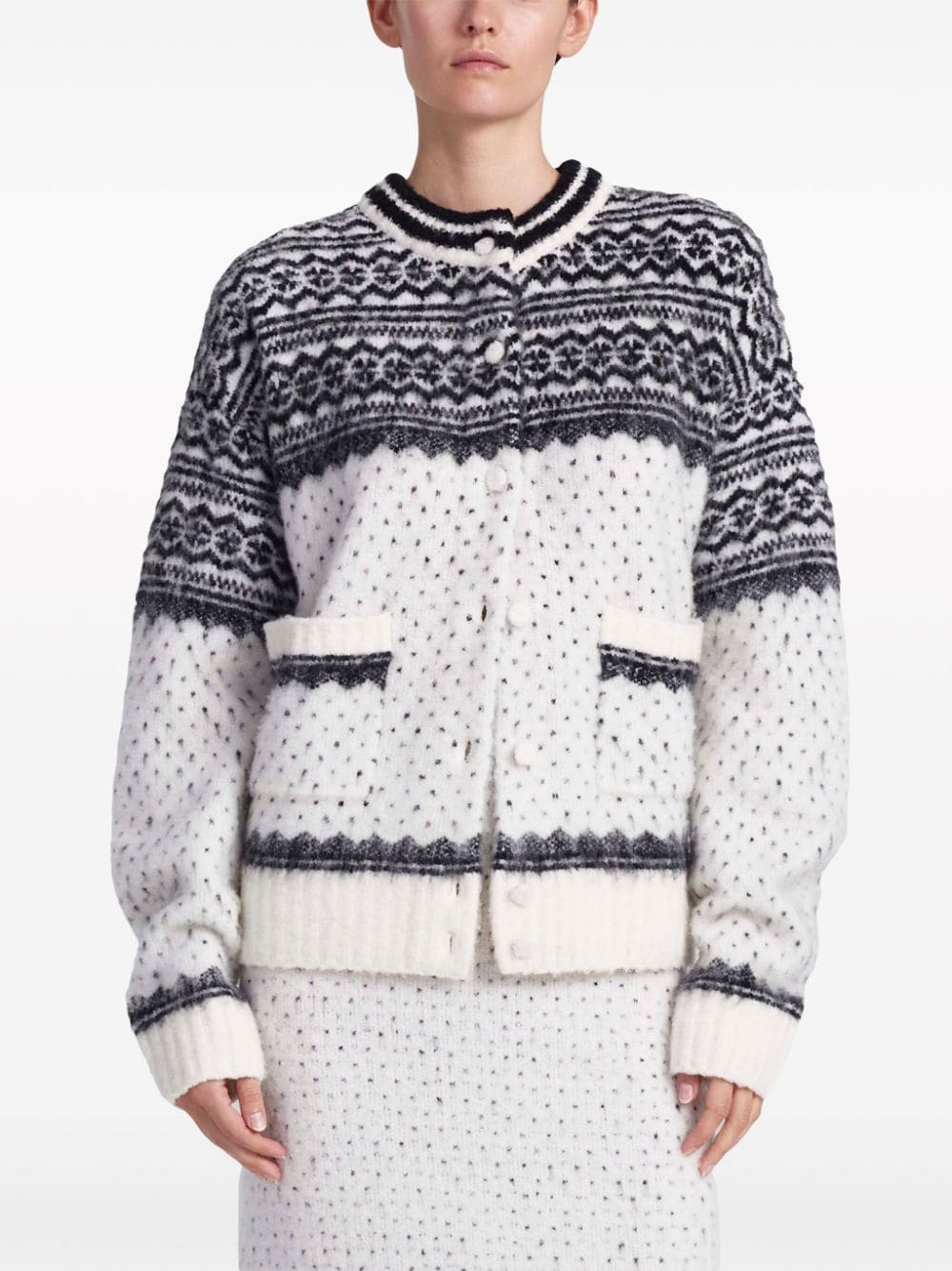 Shop Altuzarra Forster Intarsia-knit Cardigan In Neutrals