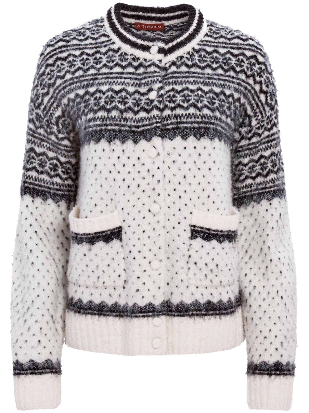 Shop Altuzarra Forster Intarsia-knit Cardigan In Neutrals
