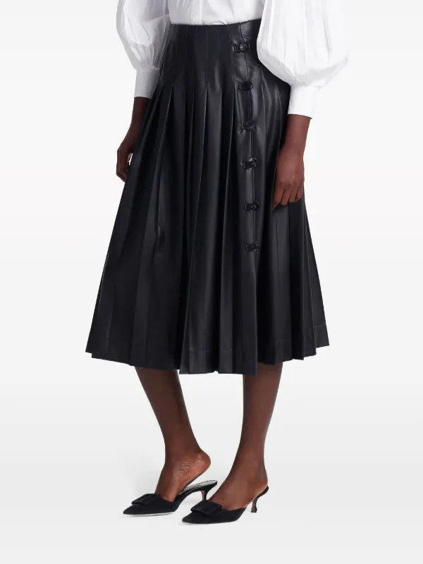 ララ Altuzarra Tullius side-button Pleated Midi Skirt | Black