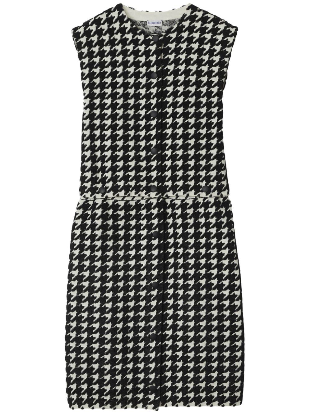 houndstooth-pattern sleeveless minidress