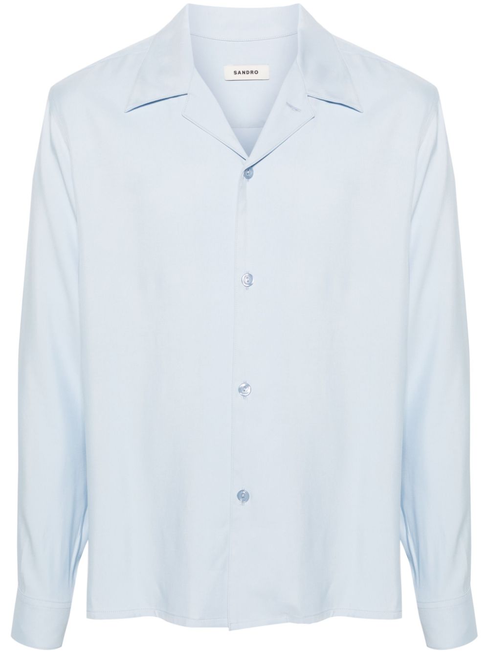 Sandro Camp-collar Twill Shirt In Blue