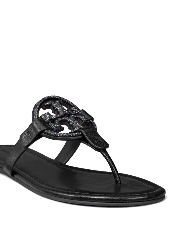 サンダル・ミュール Tory Burch 'Miller' Sandals With 'Pave' In Black Leather Tory Burch Miller Pavé Leather Sandals | Black | FARFETCH