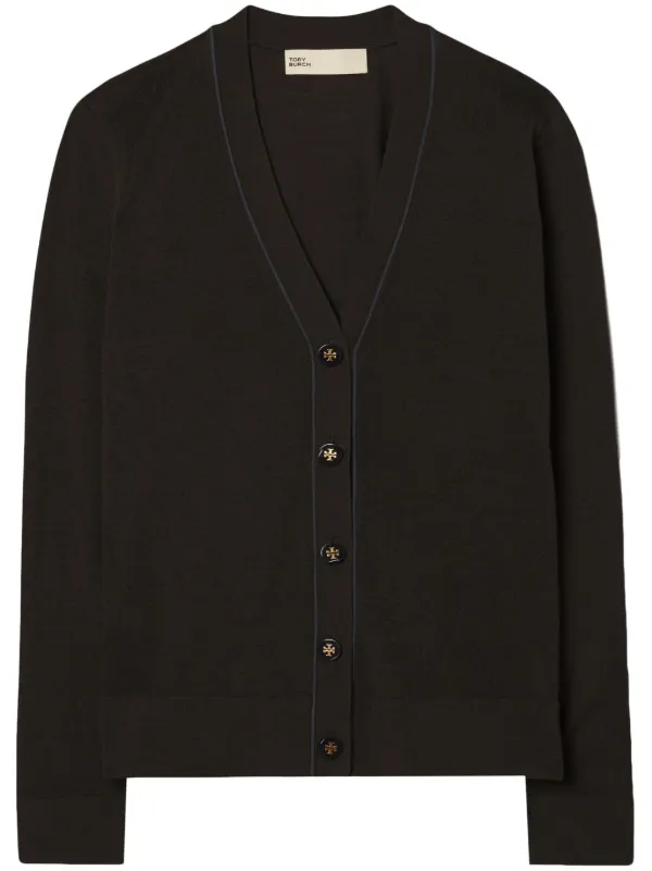Tory Burch Simone V-neck Cardigan in Black