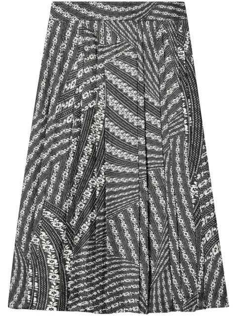 Tory Burch falda midi de seda con diseño plisado