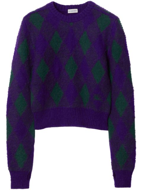 Burberry argyle-knit wool cropped jumper Women