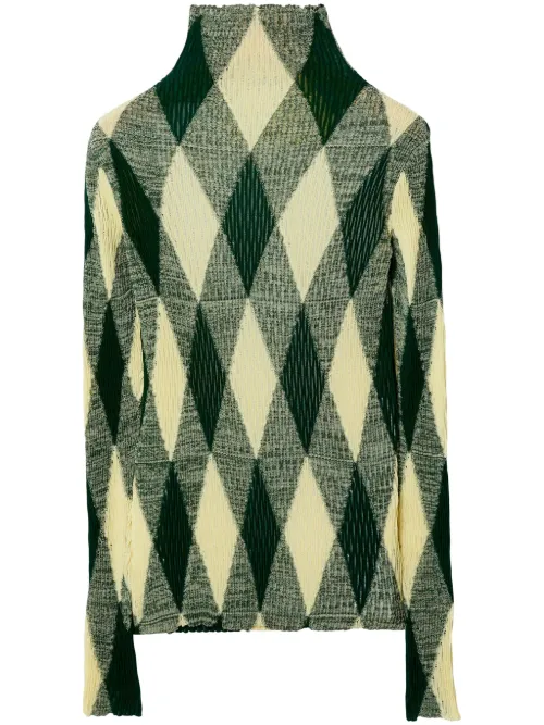 Pull en maille losanges à col montant - Burberry - Modalova