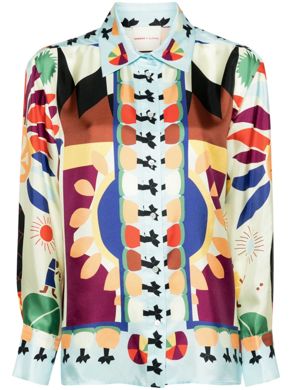 SANDRO x Louis Barthélemy blouse met print Beige