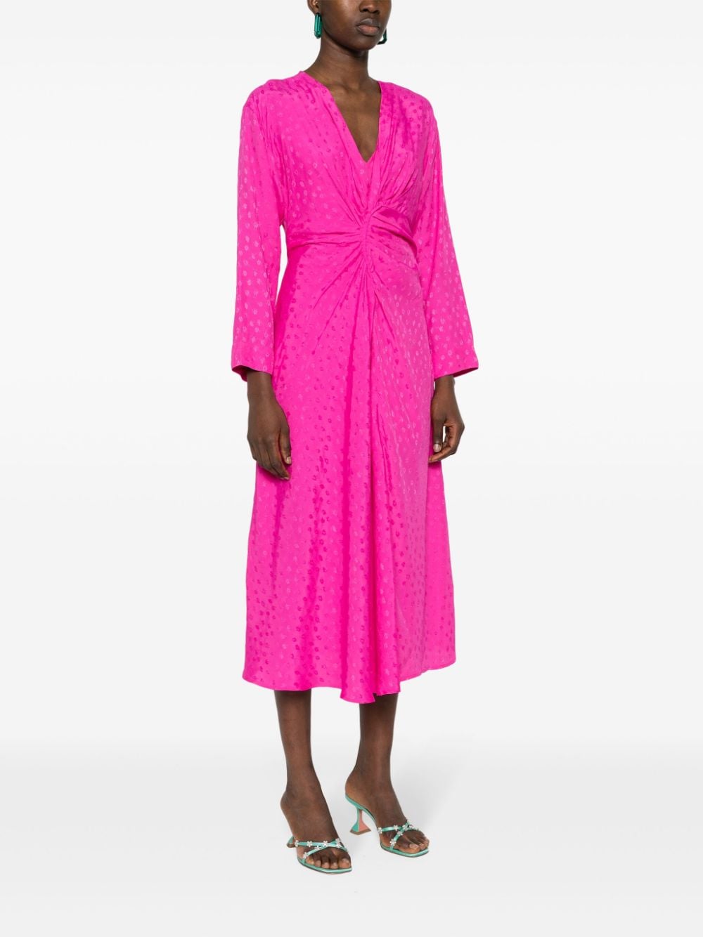 SANDRO Midi-jurk met jacquard Roze