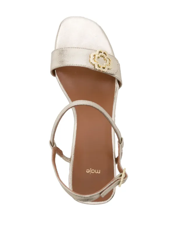 Maje 85mm Metallic Leather Sandals | Gold | FARFETCH JO