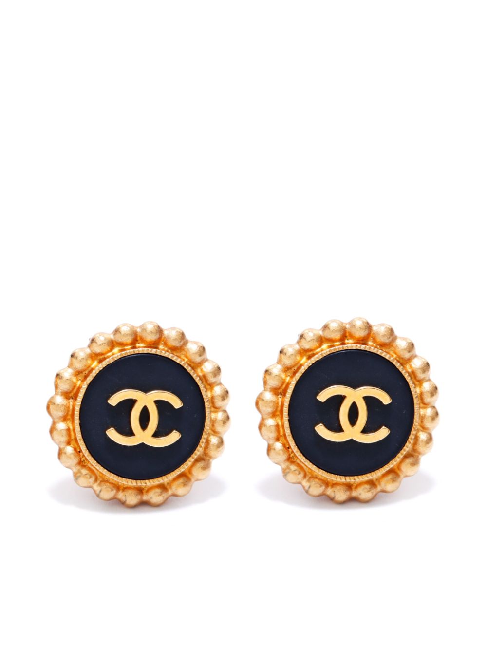 Pre-owned Chanel 1994 Cc Button Clip-on Earrings In Gold