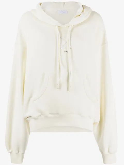 Off-White crystal-embellished cotton hoodie