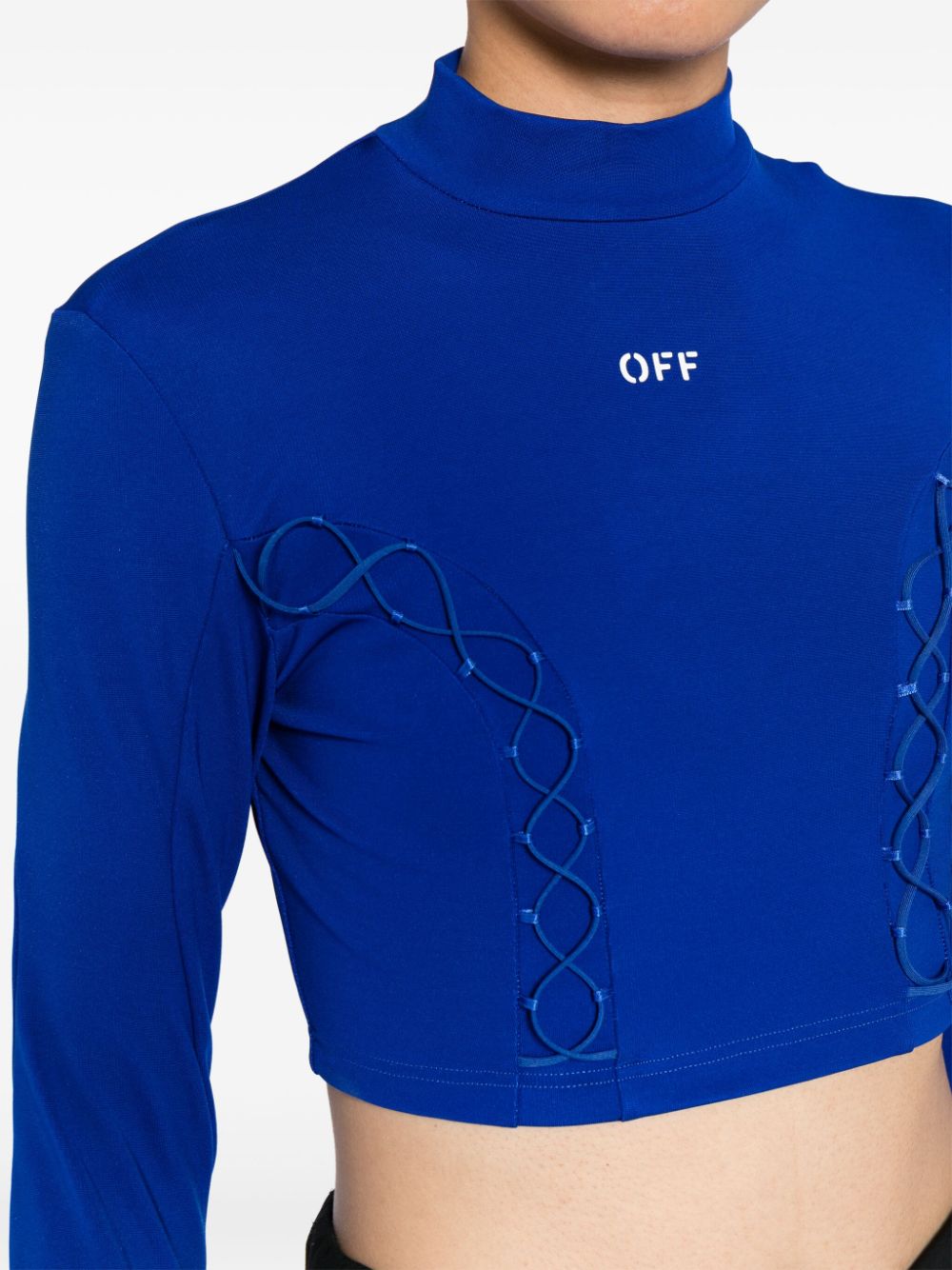 Shop Off-white Lace-up Crop Top In Blau