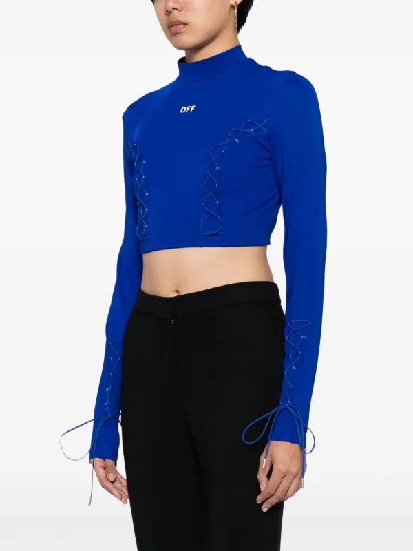 Off-White lace-up Crop Top | Blue | FARFETCH