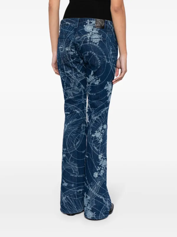 デニム・ジーパン Off-White Flare Jeans Off-White graphic-print Flared Jeans | Blue | FARFETCH