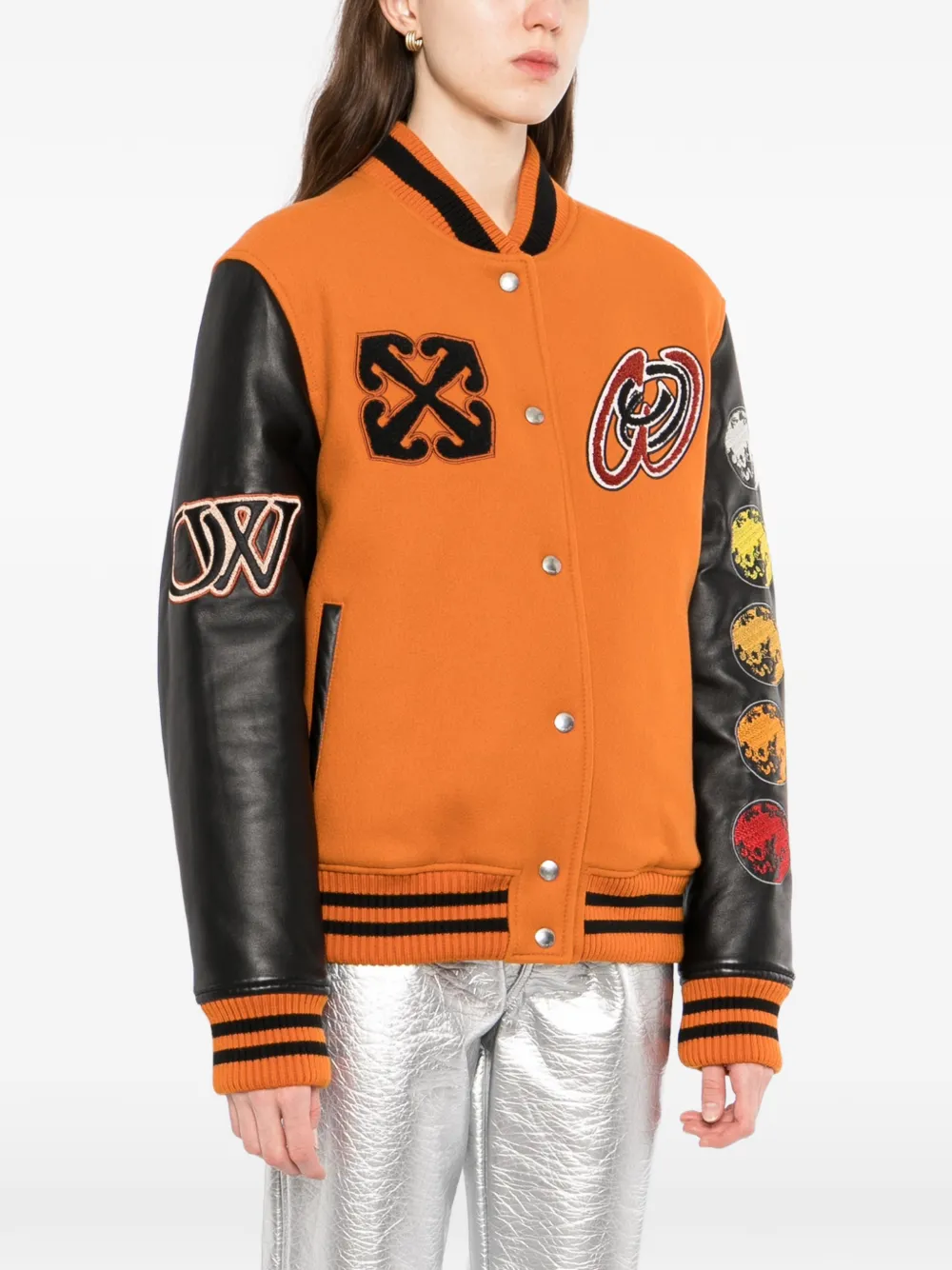  Off-white Appliquéd Logo-embroidered Jacket - Orange 