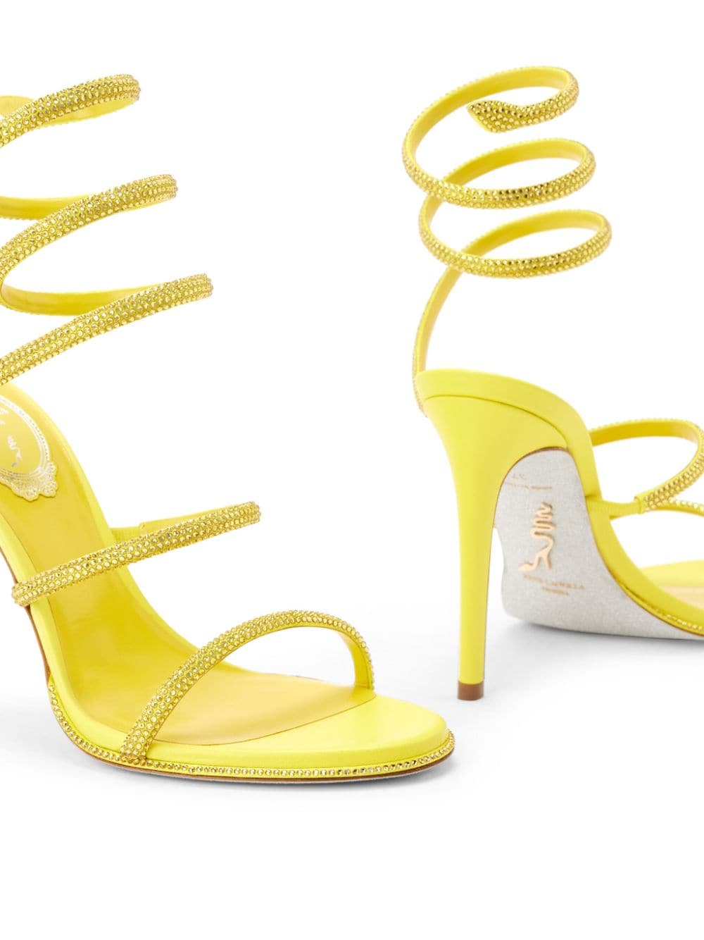 Shop René Caovilla Cleo 105mm Leather Sandals In Yellow