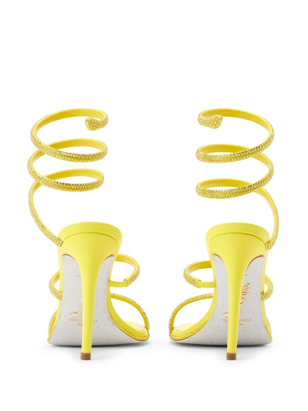 Shop René Caovilla Cleo 105mm Leather Sandals In Yellow