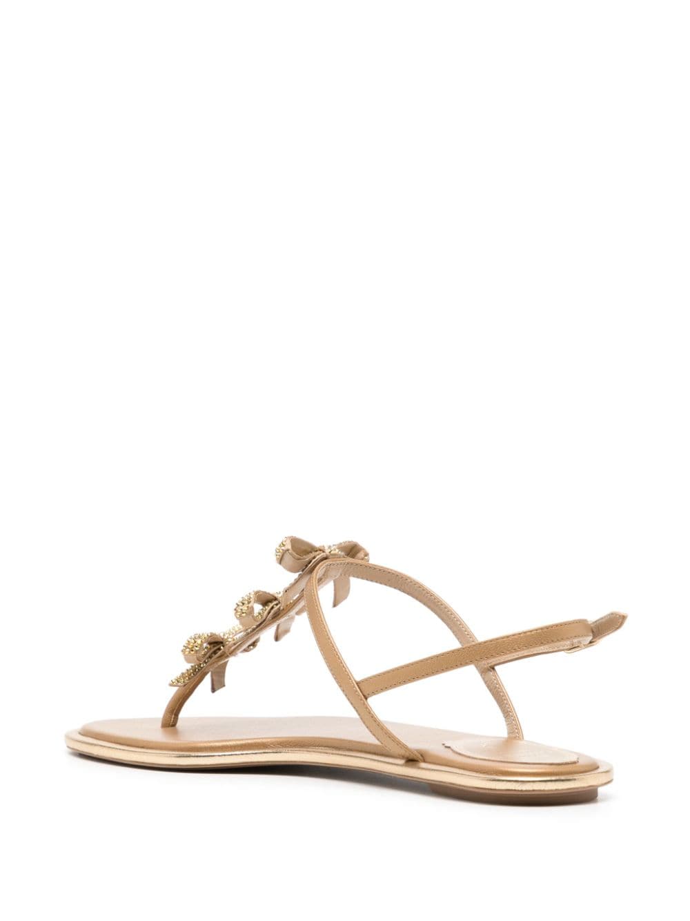 Shop René Caovilla Rhinestone-embellished Leather Sandals In Gold