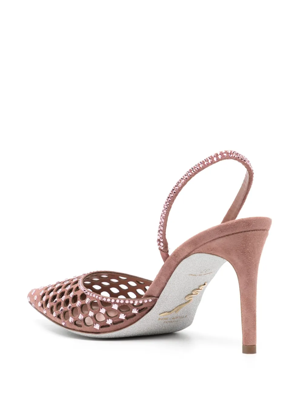 Shop René Caovilla 80mm Crystal-embellished Pumps In Pink