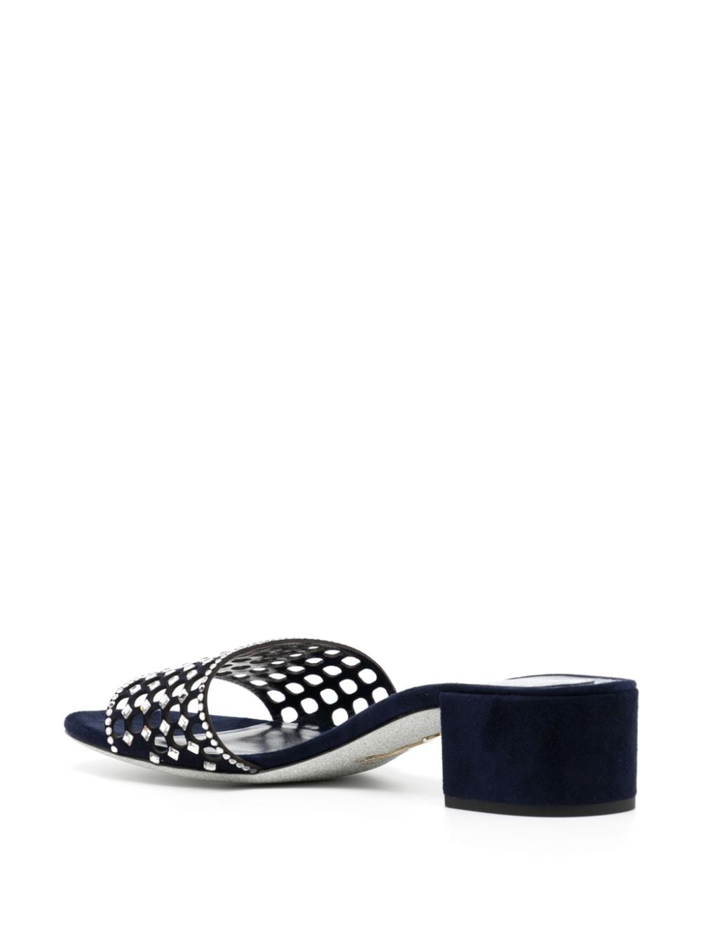 Shop René Caovilla 50mm Embellished Leather Mules In Blue