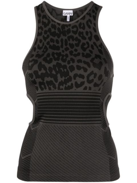 GANNI leopard-jacquard seamless tank top