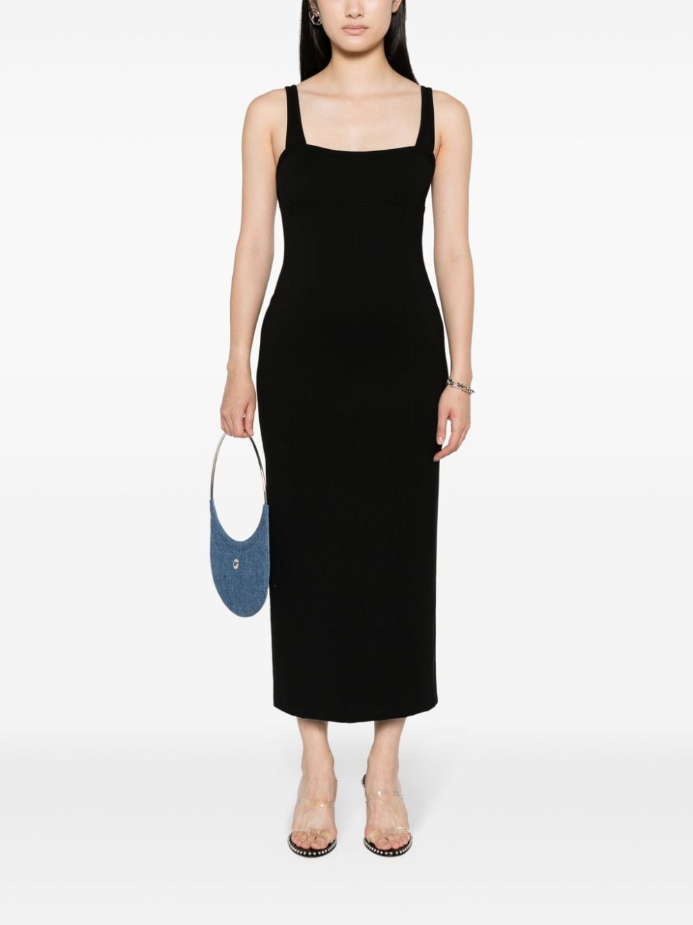 Shop Helmut Lang Cut-out Sweetheart-neck Maxi Dress In Black