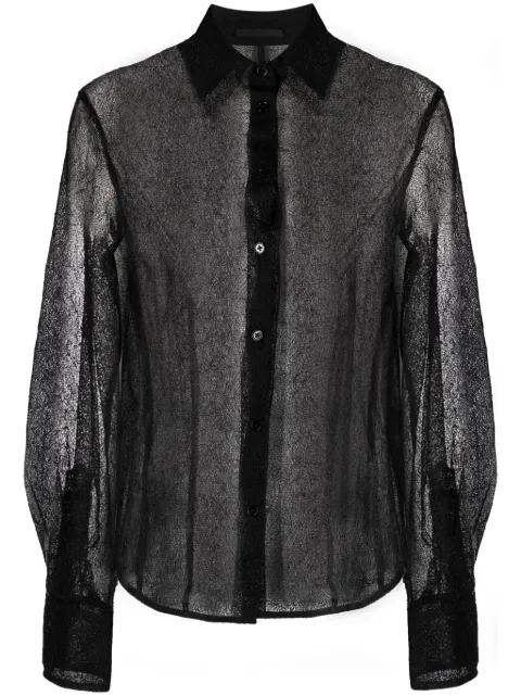 Helmut Lang semi-sheer mesh-design shirt