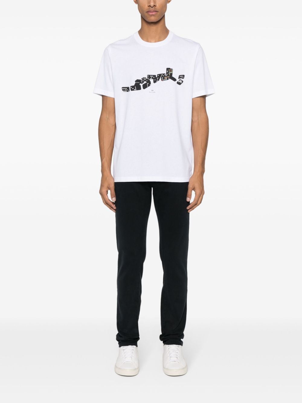 Shop Ps By Paul Smith Domino-print Cotton T-shirt In White
