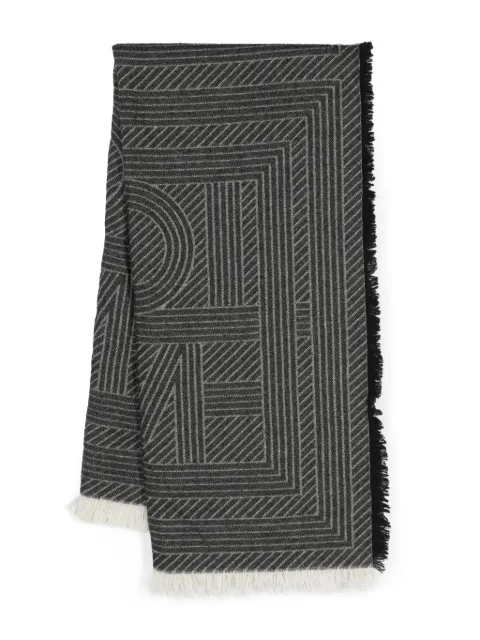 TOTEME monogram-jacquard striped fringed scarf