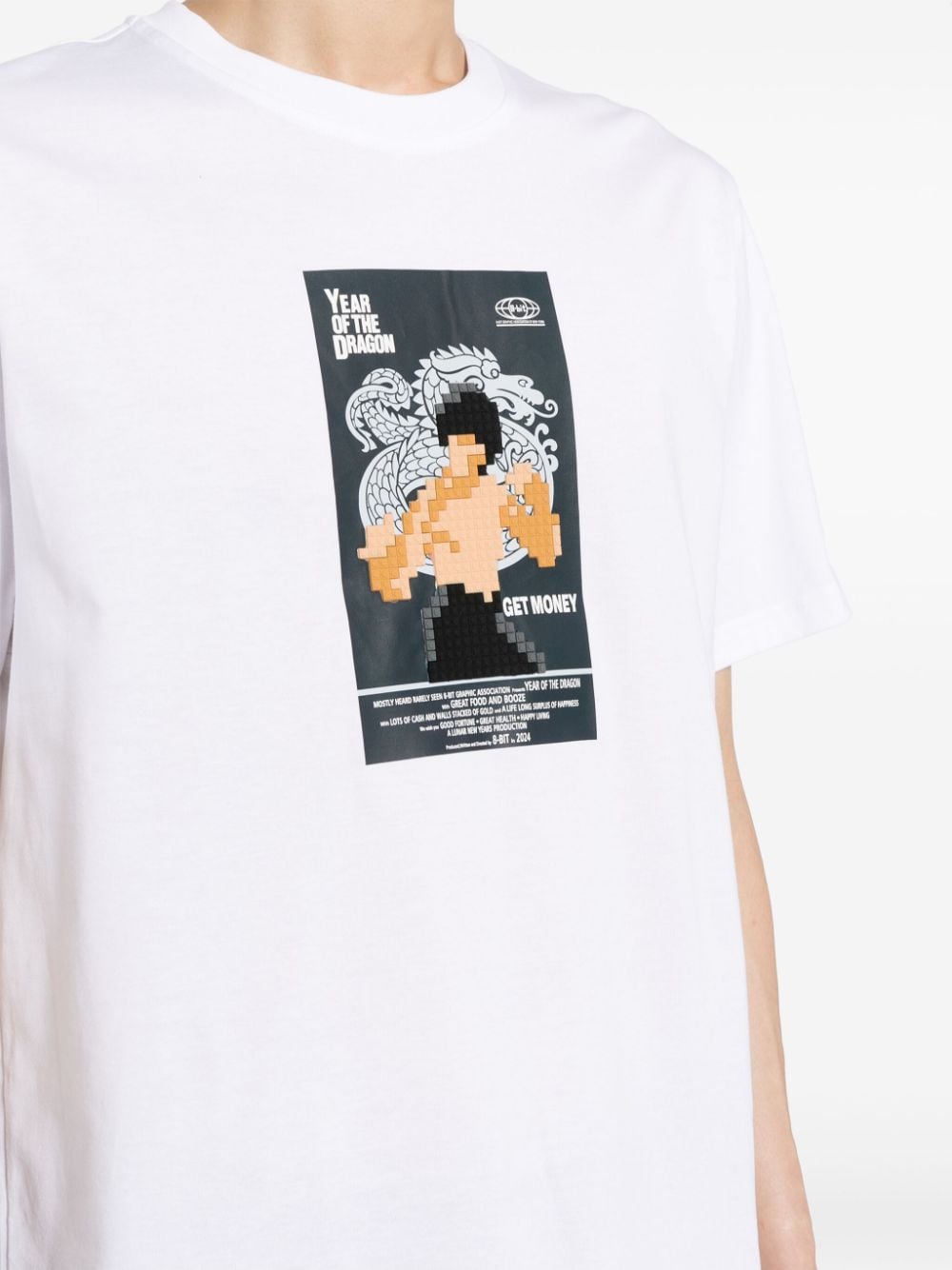 Shop Mostly Heard Rarely Seen 8-bit Year Of The Dragon Cotton T-shirt In White