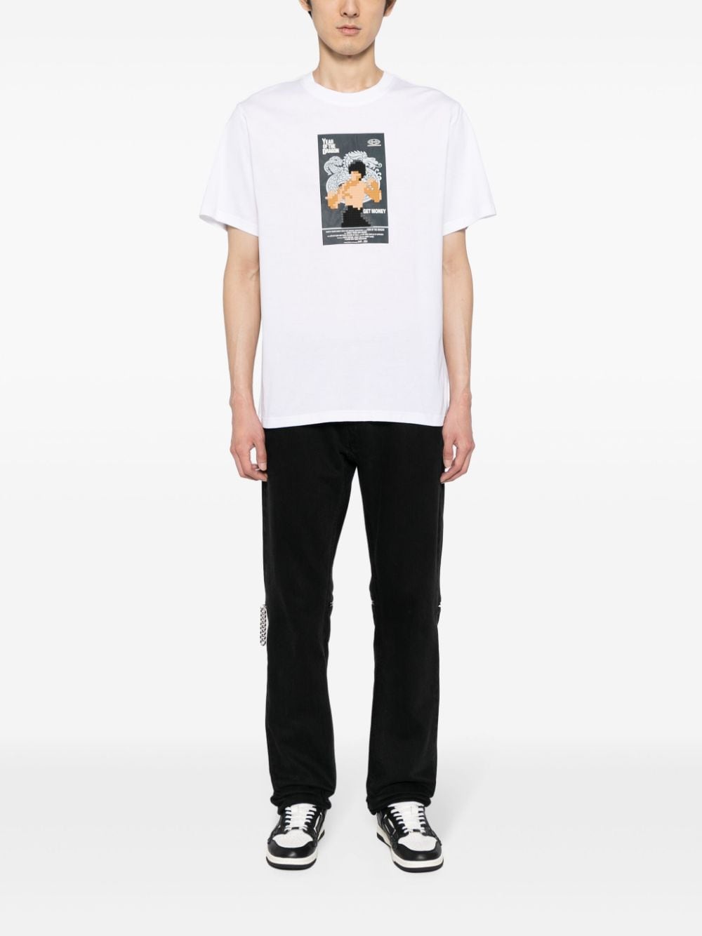 Shop Mostly Heard Rarely Seen 8-bit Year Of The Dragon Cotton T-shirt In White
