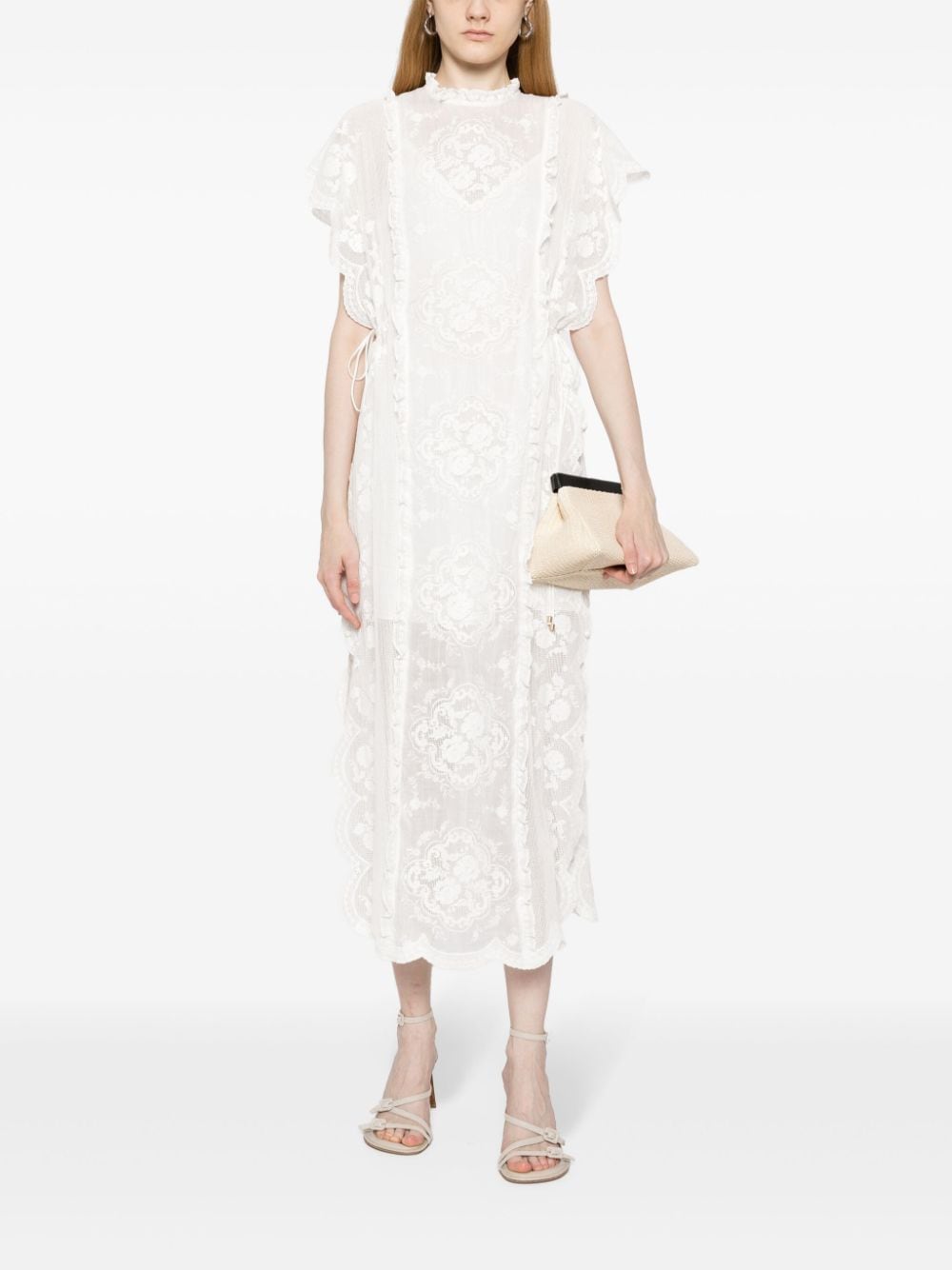 Shop Zimmermann Alight Floral-embroidered Cotton Midi Dress In White