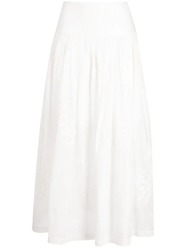 ZIMMERMANN Alight Basque floral embroidered Midi Skirt Farfetch