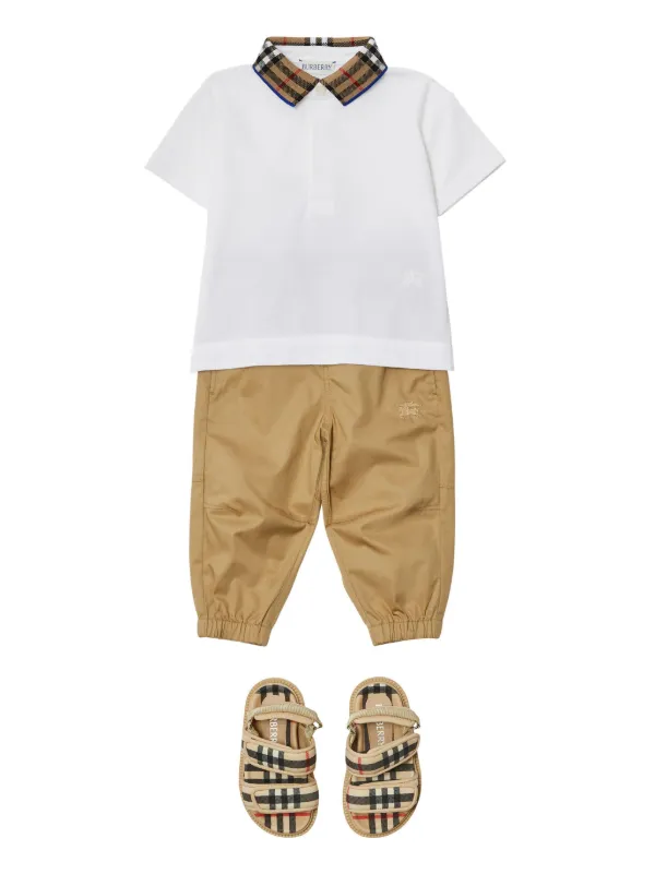 Burberry Kids Tapered Cotton Twill Trousers Neutrals FARFETCH
